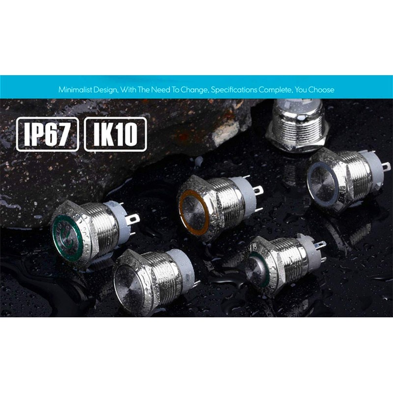 NOYITO 16mm Chassis Switch Metal Button Switch with 22inchs Extension