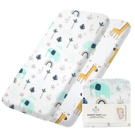 Lilly B. Organic Cotton GOTS, 2 Moses Basket Sheets, Compatible Next2me, Snuzpod and All Bedside Cribs, Bassinets up to 90x55cm Pack of 2 Sheets (Jungle)