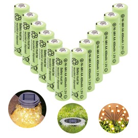 Lombaour 12 Pack 1.2 Volts 400mAh NiMH Rechargeable AA Batteries Pre-Charged for Solar Lights,Lawn Lamps,Pathway Lights & Home Devices