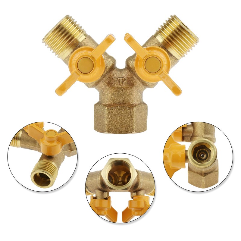 kesoto 1 Pc Brass Two Way Natural Gas Pipe Splitter
