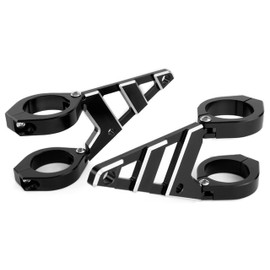 Alchemy Parts Premium Motorcycle Headlight Lamp Brackets with Indicator Turn Signal Holes for 52 to 53mm Diameter Forks | Heavy Duty | Easy Installation | Universal Fit | NO FORK REMOVAL REQUIRED