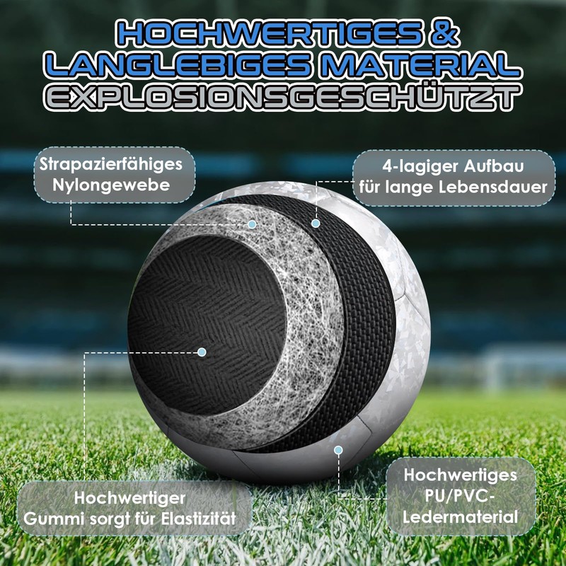 pwavum Football, Children's Unisex Professional Football, Size 5, Thick Explosion-Proof