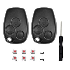 SLshiBo 2 Pack Renault Key Shell 3-Button Car Key Housing Renault with 6 Micro Buttons and Screwdriver Compatible with Renault Twingo Kangoo Modus Dacia Clio and Trafic (9.5 mm)