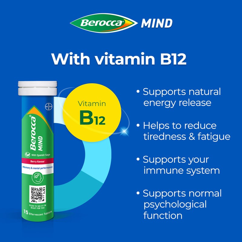 Berocca Mind Effervescent Tablets Including B Vitamins, with Spanish Sage