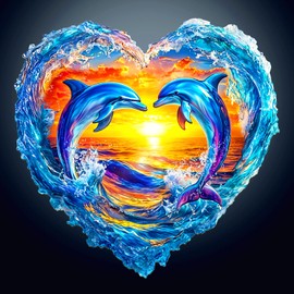 Wooden Puzzles for Adults, Unique Animal Shaped Heartfelt Dolphins Adult Puzzle, 3D Vision Wooden Jigsaw Puzzles Adult, Challenging Creative Gifts Family Games 13.4 * 13.1in 250pcs