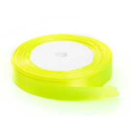 Solid Color Satin Fabric Ribbon (Fluorescent Yellow, 3/8" x 25 Yards)