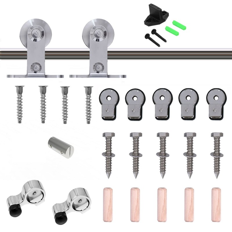 TSMST 5.5FT Stainless Steel Sliding Barn Door Hardware Kit, Top