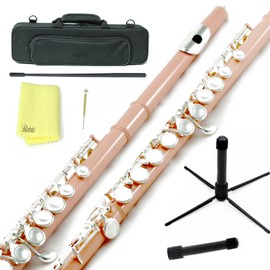 Sky(Paititi) Velvet Pink Silver Keys Closed Hole C Flute with 1 Year Manufacturer Warranty, Guarantee with Lightweight Case, Cleaning Rod, Cloth, Joint Grease and Screw Driver