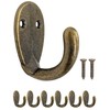 Fuxxer® 6 x Antique Coat and Towel Hooks Vintage Brass
