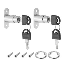 PATIKIL Push Plunger Lock, 2 Pack 22mm(7/8inch) Cylinder Length 3/4" Cylinder Diameter Zinc Alloy Chrome Finish Desk Drawer Lock Keyed Different for File Cabinet Wardrobe Sliding Door