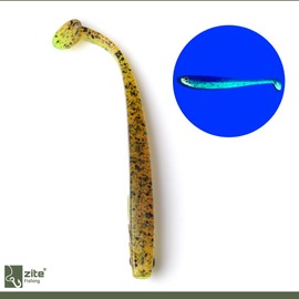 Zite Fishing Rubber Fish Zander Set - InZite Shad 12 cm Various Colours - Pack of 15 Catchy Rubber Baits Zander Fishing - Soft Bait Fishing Lure UV-Active (Green Pumpkin)