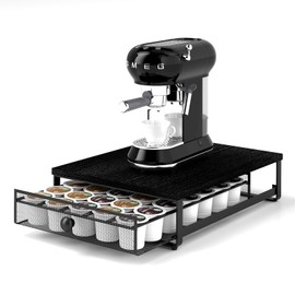 Ferrivista Coffee Pod Storage Drawer,with Sliding Baskets,Coffee Pod Holders for K Cups,35 Capacity Coffee Capsules Storage Organizer,Under Coffee Pot Storage Drawer,for Home Office, Kitchen (BLACK)