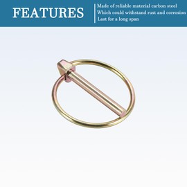 QUARKZMAN 4.5 x 36 mm Locking Pin with Ring x 3 Pieces Assortment Dowel Kit for Assembly and Repair [Yellow Galvanised]