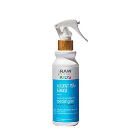 RAW SUGAR, Acondicionador sin Enjuague para Niños, Desenreda el Cabello Grueso y Rebelde, con Leche de Coco, Plátano y Aceite de Ricino, Prensado en Frío, Vegano, Libre de Sulfatos y Parabenos, 177 ml