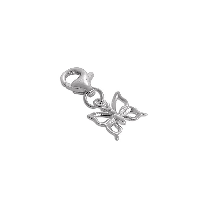 jewellerybox Sterling Silver Butterfly Outline Clip on Charm