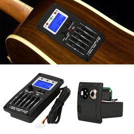 F-5T 5 Band Equaliser Pickup, Digital Tuner Pickup Acoustic Electric Guitar Preamp Tuner with LCD Tuner and Volume Control for Electric Acoustic Classical Guitar