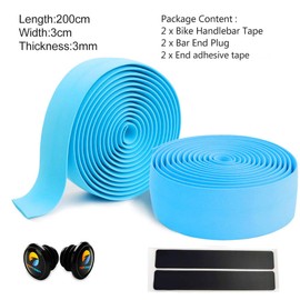 TOPCABIN Bicycle Bar Tape EVA Camouflage Series Comfort Road Bike Handlebar Tape Leather Bike Bar Tape with Bar End Plugs-2 Rolls (EVA Cyan)