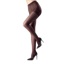 MeMoi 2 Pack Satin Sheer Pantyhose, Breathable Nylons for Women, Control Top Pantyhose - Sizes Small - X-Large Coffee