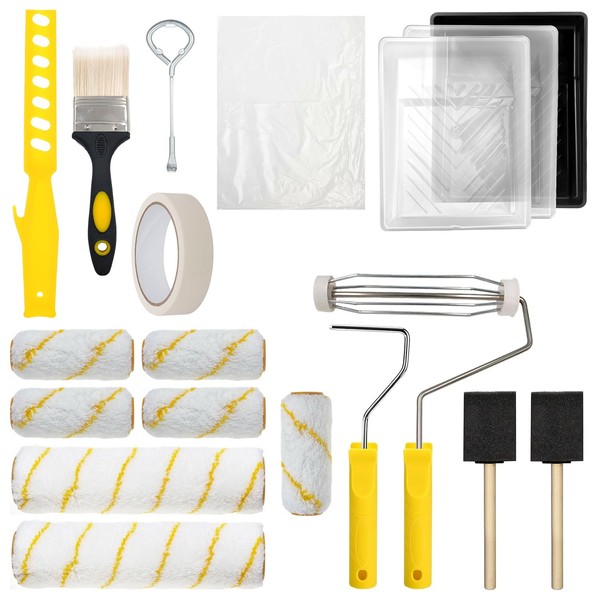 19-Piece Paint Roller Set, Technical Plastic + Polyester Material, with