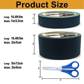LAZTZQ Rubber Grip Tape 1in x 16.4Ft+2in x 16.4Ft, Featuring Enhanced Textured Super Strong Adhesive, Anti-SlipWear-Resistant Cushion Pad, Match Your Small Scissors for Various DIY
