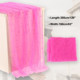 PATIKIL 10Ft Pearl Table Runner, Sheer Tulle Fabric Lace Tablecloth Chiffon Wedding Table Cloth for Bridal Shower Birthday Party Dessert Arch Veil Decor, Rose Red (63x120inch)