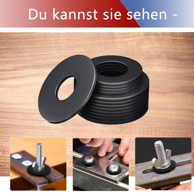 Pack of 50 Washers M10, Black Flat Washers Stainless Steel