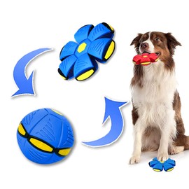 Pet Toy Flying Saucer Ball New Flying Saucer Ball Dog Toy Decompression Flying Flat Throw Disc Balls (Blue)