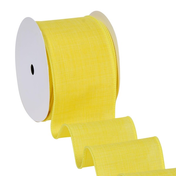 Ribest Yellow Linen Wired Ribbon, 2.5 Inch × 10 Yard,