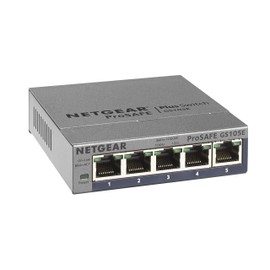 NETGEAR GS105E-200AUS PROSAFE Plus 5 Port 10/1000 GIGABIT L2 Switch Desktop Life WTY, Grey
