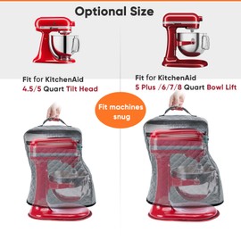 BAGSPRITE Stand Mixer Cover with Appliance Sliders Compatible with KitchenAid Mixer 4.5/5 Quart with Pockets for Kitchen Aid Accessories and Attachments