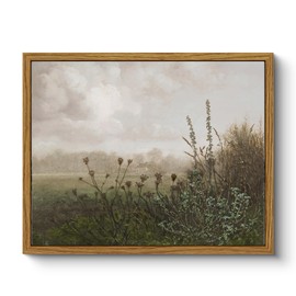 ARPEOTCY Framed Canvas Wall Art Decor, Retro Country Landscape Paintings, Classical Farmhouse Pictures, Vintage Floral Scenery Wall Decor for Bathroom Bedroom Living Room Office 8x10inch