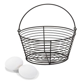 Little Giant® Large Egg Basket Kit | Chicken Egg Basket with Ceramic Eggs | Egg Collecting Basket Kit (White Eggs, Large Basket (13 Inches))