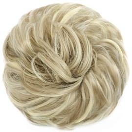 Yamel Messy Bun Hair Pieces for Women Hair Bun Extension Sandy Blonde mix Bleach Blonde Updo Curly Messy Bun Scrunchie