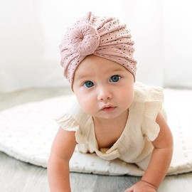Baby Turban Baby Girl Hats Top Knot Newborn Cap Hospital Head Wrap Beanie Toddler Infant Baby Hat, Style 03-6pack Flower Hat, One size