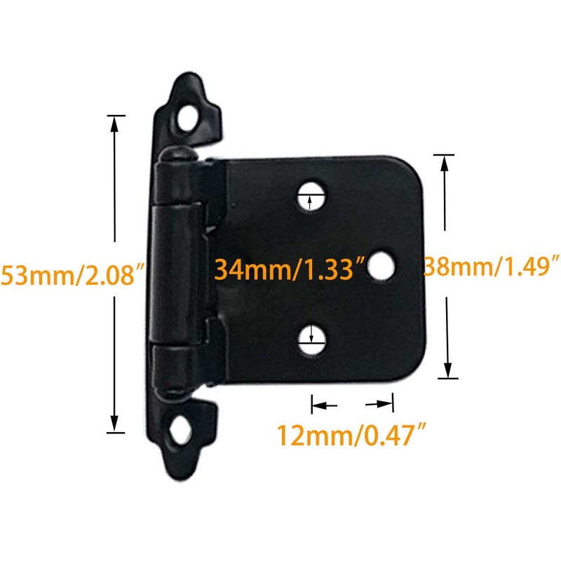 1/2 Inch Overlay Cabinet Door Hinges, Flush Cabinet Hinges, Matte
