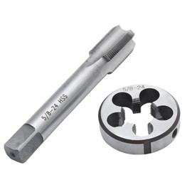 Aynaxcol 5/8"-24 UNEF HSS Tap and Die Set Machine Thread Tap Round Thread Die Right Hand Steel Screw Thread Cutting Die