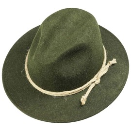Lipodo Tyrolean Mountain Hat Women/Men - Traditional Hat on Wool Felt with Cord - Hiking Hat Made in Italy - Hat Autumn/Winter - Traveller Hat Olive XL (59-60 cm), olive