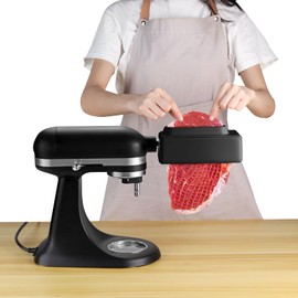 HOMGEN Professional Meat Tenderizer for KitchenAid Stand Mixer Stainless Steel Durable Gears Meat Tenderizer Attachment for All Models KitchenAid with Sturdy Cover for Beef Pork etc (Black)