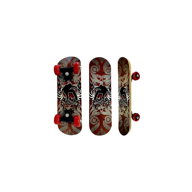 Small Skateboard, 17 x 5 Inch Double Kick Skateboard for
