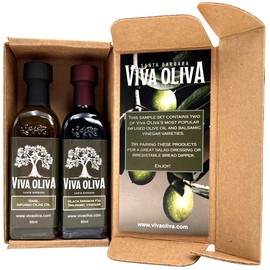 Viva Oliva Two 60ml (2oz) Variety Gift Set - Basil Infused Olive Oil and Black Mission Fig Dark Balsamic Vinegar - Premium Quality - 100% Natural