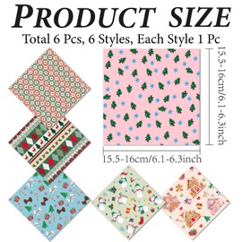 CREATCABIN 6 Packung Weihnachts Brillenputztuch Mikrofasertuch Weich Mehrfarbig Reiniger Für Sonnenbrillen Wiederverwendbar Dicke Tücher Tücher Für Brillen Kameras Handylinsen Bildschirme 15.5x15.5cm