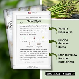 Sow Right Seeds - Argenteuil Purple Asparagus Seeds for Planting - Non-GMO Heirloom Packet with Instructions to Plant an Outdoor Home Vegetable Garden - Early Season Spring Crop to Roast (1)