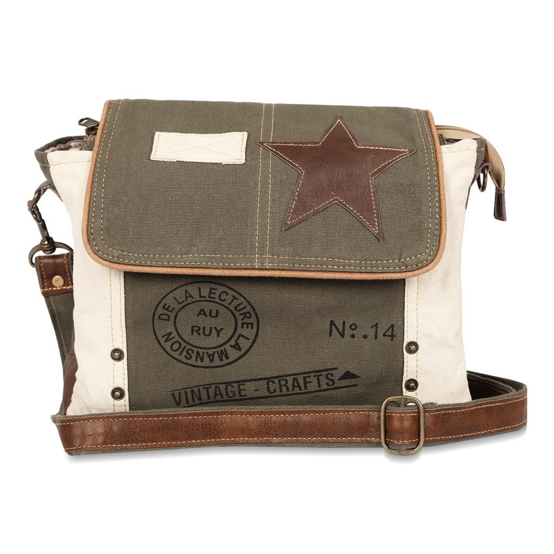 vintage crafts Leather Star Shoulder Bag adjustable leather handle leather