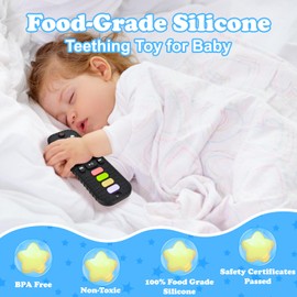 Baby Silicone Teething Toys, Phone and Remote Teether Toys for Toddlers 3-18 Months, Boys Girls Babies Teething Toy, Baby Chew Toy, Freezer BPA Free