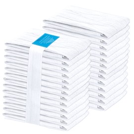 RUVANTI Flour Sack Towels 24 Pack 28x28 Inch, 100% Cotton Tea Towel, Reusable, Machine Washable, Absorbent BarTowels - Dish Cloth Perfect for Drying Dishes & Cleaning - White