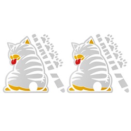 HALJIA Pack of 2 3D Funny Cartoon Pet Cat Car Sticker Vinyl Badge Emblem Sticker