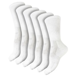 Winterlace Combed Cotton Crew Socks 6-Pairs Womens Premium Soft Cushioned Athletic Sports (US, Alpha, One Size, Regular, Regular, White)