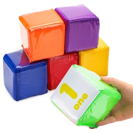 Yesland 6 Pack 3.9" DIY Photo Pocket Dice, Large Playing Game Dices, Clear Soft Foam Story Cubes, Stacking Education Blank Blocks for Home Learning Classroom Teaching Activities