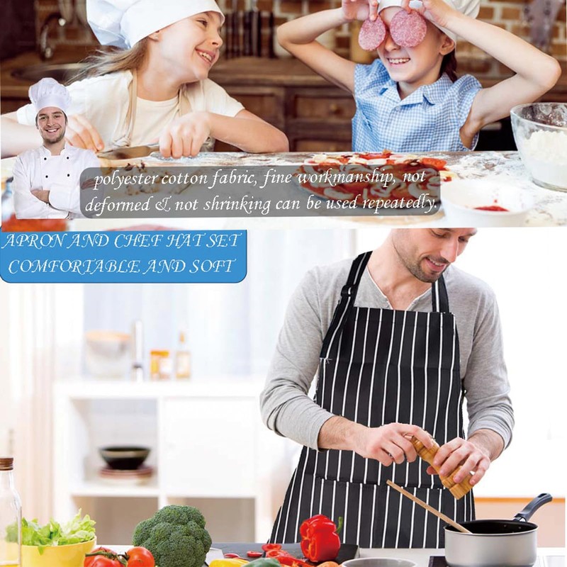 XZSKD 4pcs Chef hat, chefs hat,chef apron, for Adults Adjustable