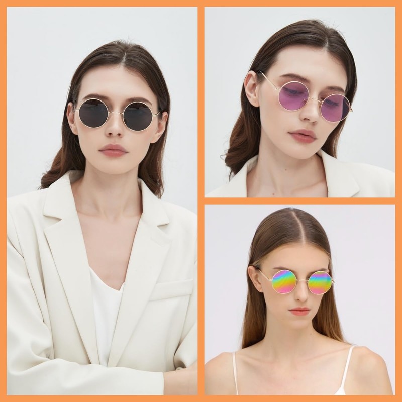 WDZAYXC Retro Classic Round Polarized Sunglasses with Metal Frame for